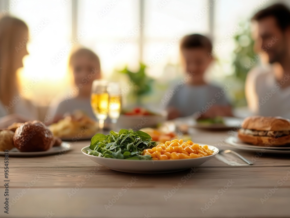 A family enjoying a fiber-rich breakfast together, warm colors, photorealistic, morning light A family enjoying a fiber-rich breakfast together, warm colors, photorealistic, morning light