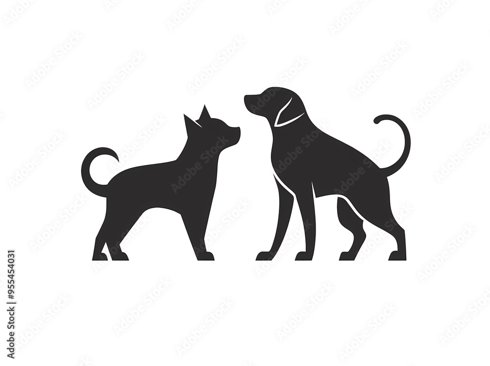 Obraz premium Cat and dog logo