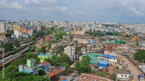 A beautiful sunny view of chittagong city. Top view of chittagong city, Bangladesh. photo