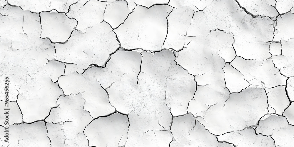 Seamless broken cracks background texture. Tileable stained peeling paint craquelure crackle pattern greyscale grunge overlay. Barren drought concept wallpaper or dry desert backdrop. 3D rendering.. Seamless broken cracks background texture. Tileable stained peeling paint craquelure crackle pattern greyscale grunge overlay. Barren drought concept wallpaper or dry desert backdrop. 3D rendering..