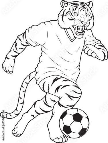 Tiger Soccer player Soccer Animal Vector Graphic Art Illustration