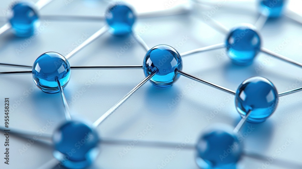 Close-up of a blue molecule structure on a light background, depicting scientific concepts in chemistry or physics. Close-up of a blue molecule structure on a light background, depicting scientific concepts in chemistry or physics.
