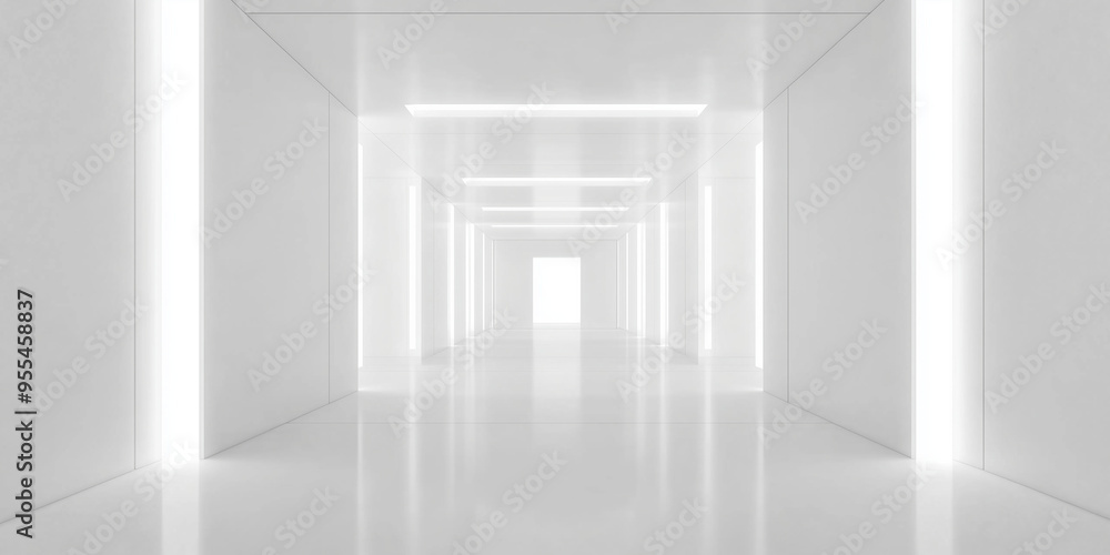 White background 3d room light abstract space technology tunnel stage floor. Empty white future 3D neon background studio futuristic corridor render modern interior silver road black wall design gray White background 3d room light abstract space technology tunnel stage floor. Empty white future 3D neon background studio futuristic corridor render modern interior silver road black wall design gray