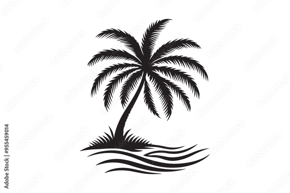 Palm tree silhouette vector illustration style Palm tree silhouette vector illustration style