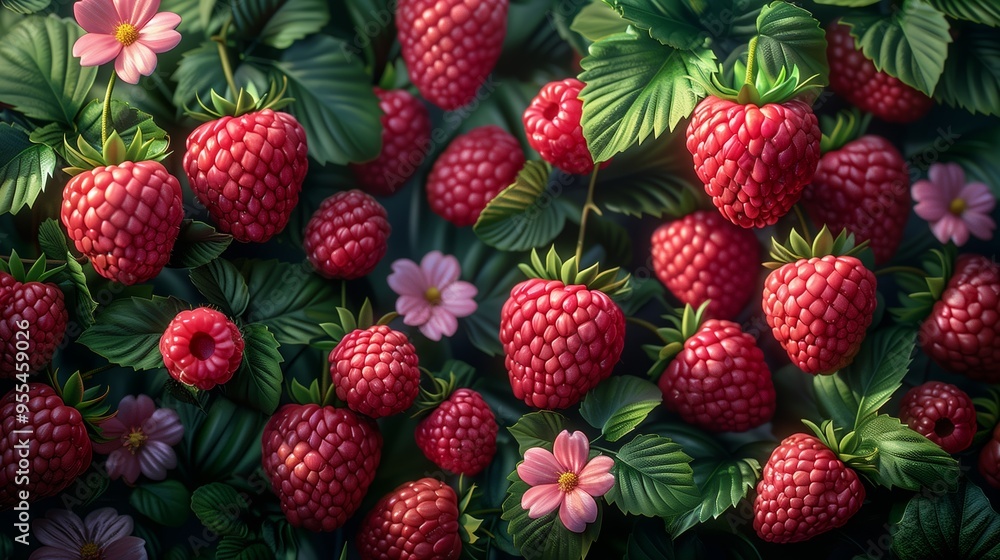 bushes of raspberry berries bushes of raspberry berries