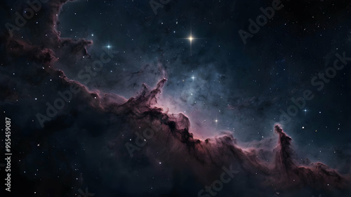 Wallpaper Mural Celestial Tapestry: A breathtaking cosmic landscape unfolds, revealing a shimmering nebula against a backdrop of distant stars and the profound depths of space. Torontodigital.ca