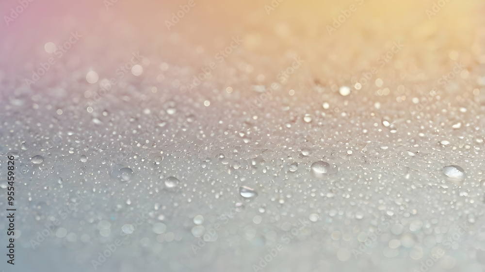 Pastel Rain: Soft, dreamy water droplets cling to a frosted glass, catching the light in a gentle gradient of pastel hues. Pastel Rain: Soft, dreamy water droplets cling to a frosted glass, catching the light in a gentle gradient of pastel hues.