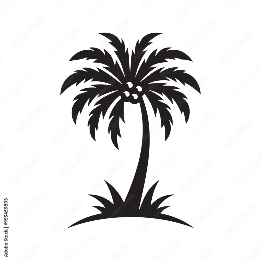 Obraz premium Palm tree silhouette vector illustration style