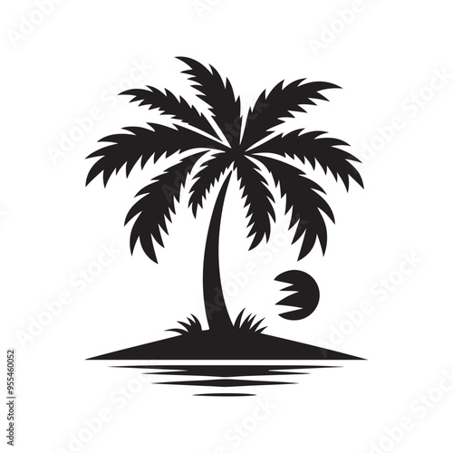 Palm tree silhouette vector illustration style