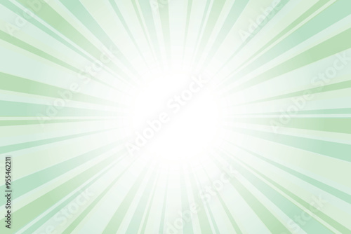 Abstract glowing green sunburst background. Caribbean green glow effect sunburst background for presentation, banner, poster, flyer, sales. Modern pop art poster for summer and spring.