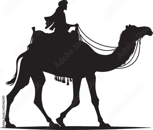 Desert camel animal Silhouette isolated on white background Minimalist camel vector illustration