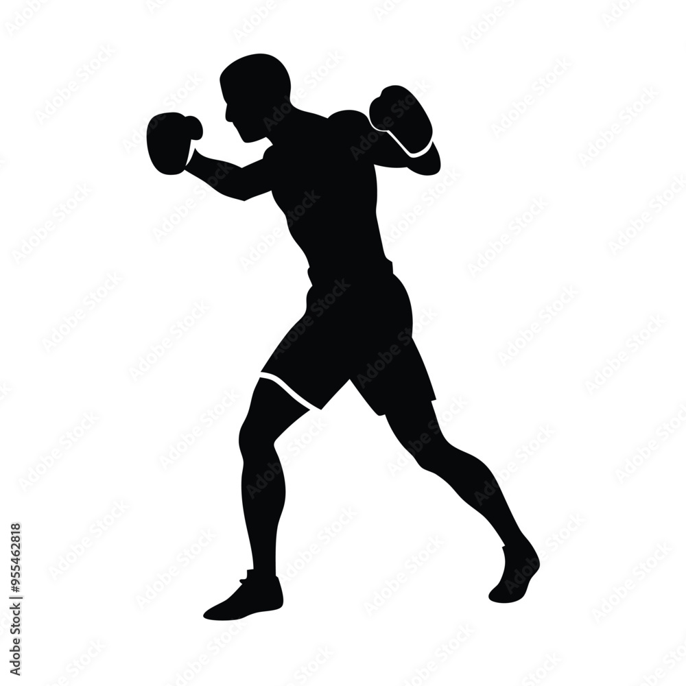 male boxing player pose vector silhouette, isolated white background male boxing player pose vector silhouette, isolated white background