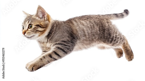 Wallpaper Mural Surprised cat in mid-jump, isolated on white. Torontodigital.ca