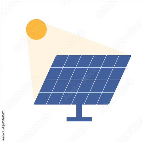 Solar panels. Pv panels. Photovoltaic panels on house roof. Vector illustration.