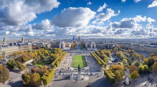 Stunning panoramic view of paris from mus  e d orsay rooftop showcasing iconic landmarks photo