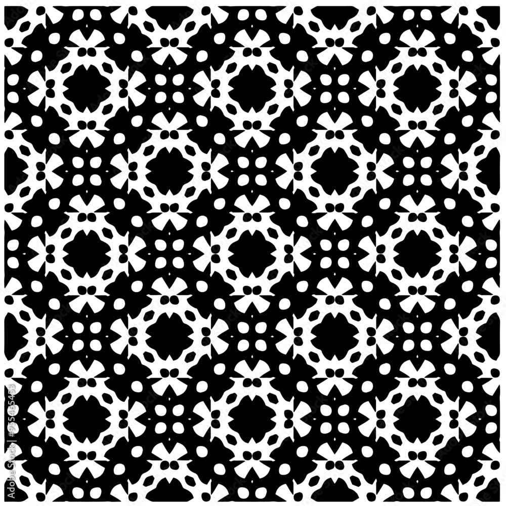 Vector monochrome pattern, Abstract texture for fabric print, card, table cloth, furniture, banner, cover, invitation, decoration, wrapping.Seamless repeating pattern.Black and white color. Vector monochrome pattern, Abstract texture for fabric print, card, table cloth, furniture, banner, cover, invitation, decoration, wrapping.Seamless repeating pattern.Black and white color.