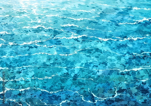 Background illustration of clear blue water surface on a summer day