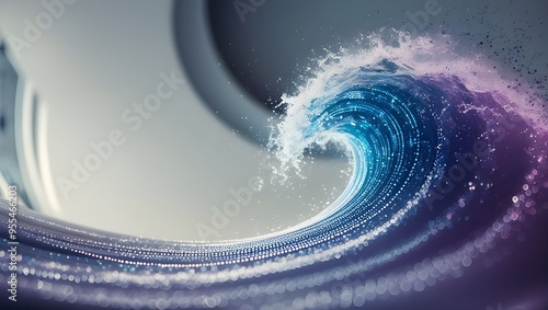 Digital Wave with Dots and Particles, Abstract Dynamic Wave Background, Technology or Science Banner