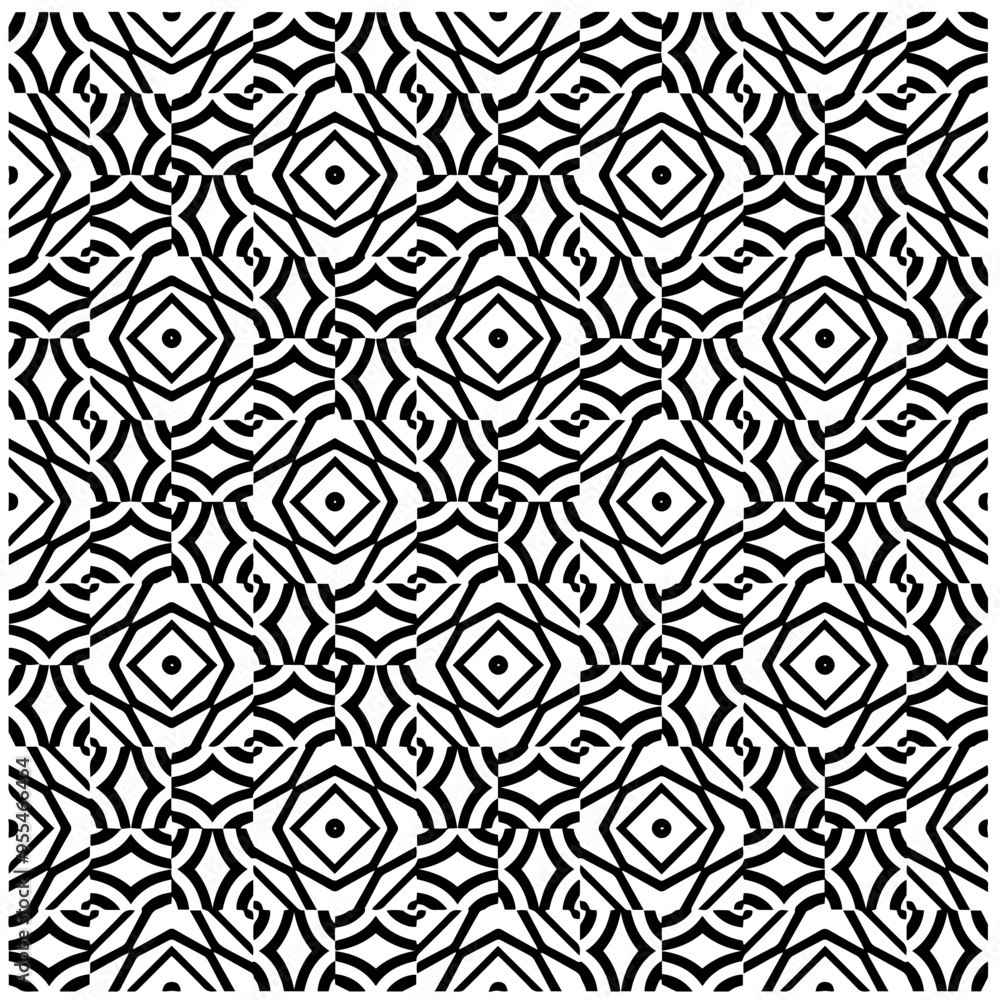 Vector monochrome pattern, Abstract texture for fabric print, card, table cloth, furniture, banner, cover, invitation, decoration, wrapping.Seamless repeating pattern.Black and white color. Vector monochrome pattern, Abstract texture for fabric print, card, table cloth, furniture, banner, cover, invitation, decoration, wrapping.Seamless repeating pattern.Black and white color.
