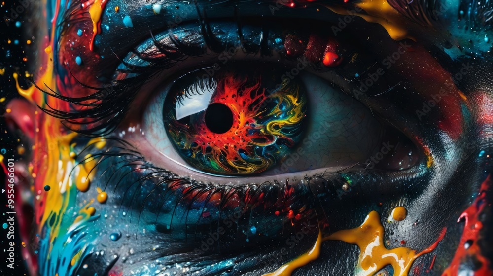 Close Up Portrait of Person With Painted Eye Close Up Portrait of Person With Painted Eye