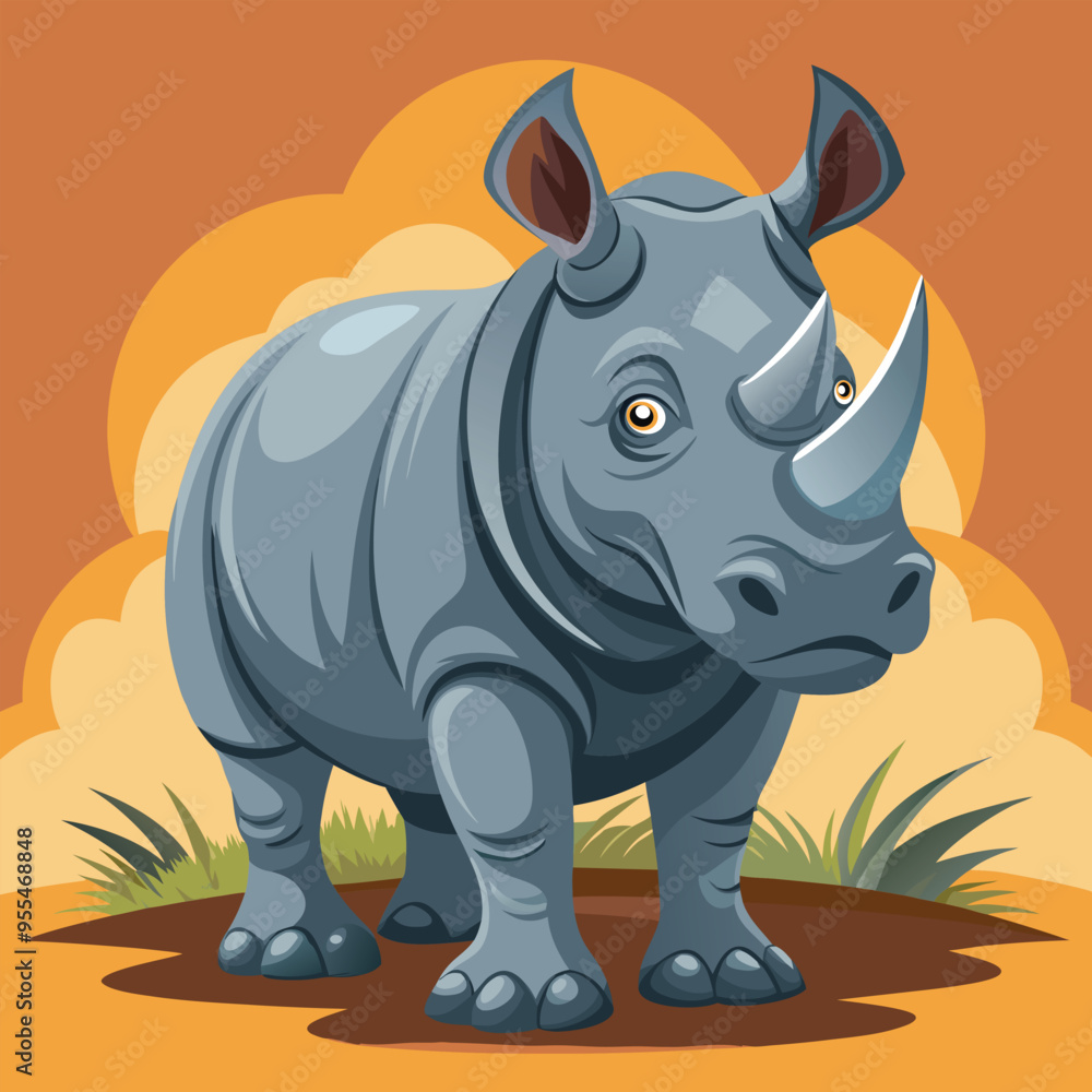 Fototapeta premium Rhino cartoon vector illustration style