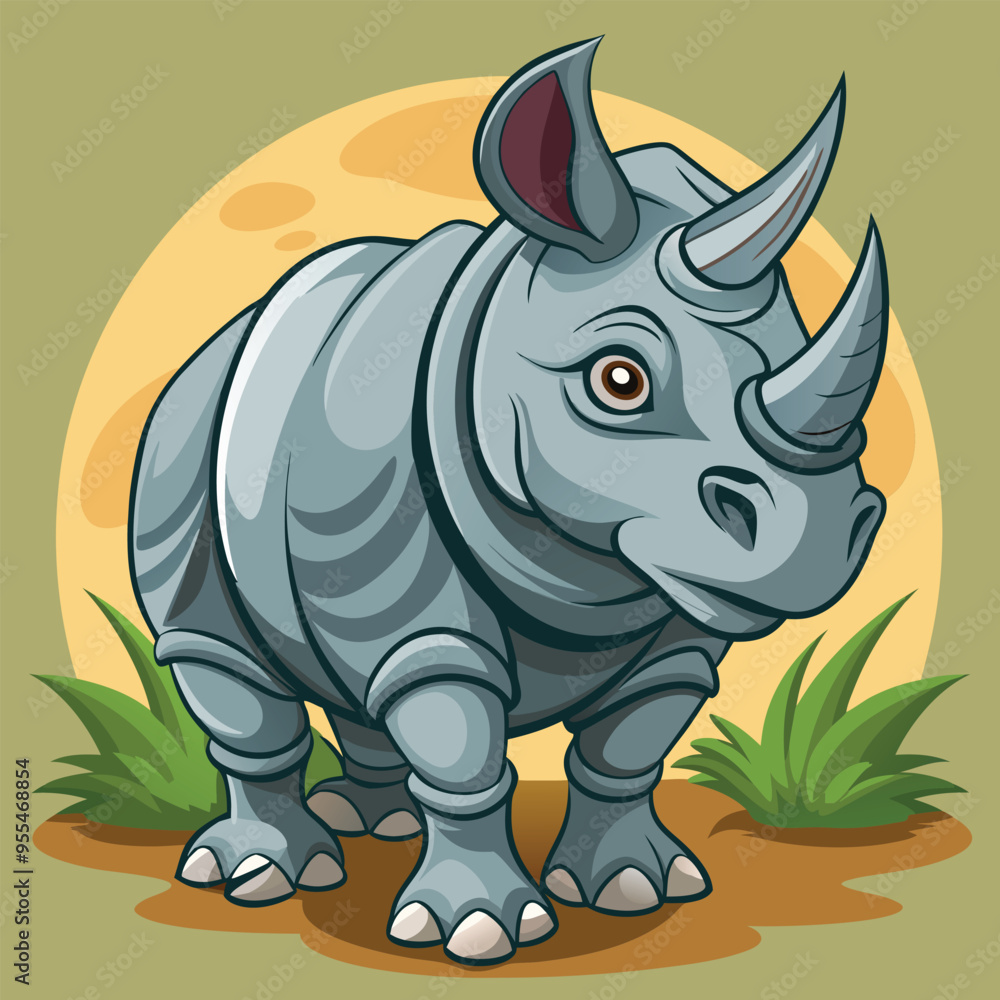 Fototapeta premium Rhino cartoon vector illustration style