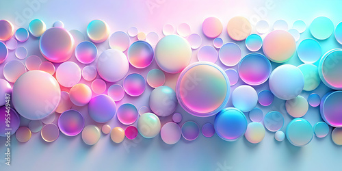 Abstract Holographic Spheres: A captivating abstract background featuring a multitude of iridescent spheres, with vibrant holographic colors, creating a mesmerizing visual experience. 