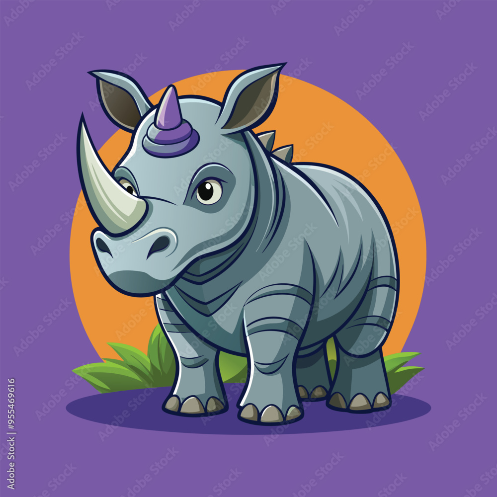 Fototapeta premium Rhino cartoon vector illustration style