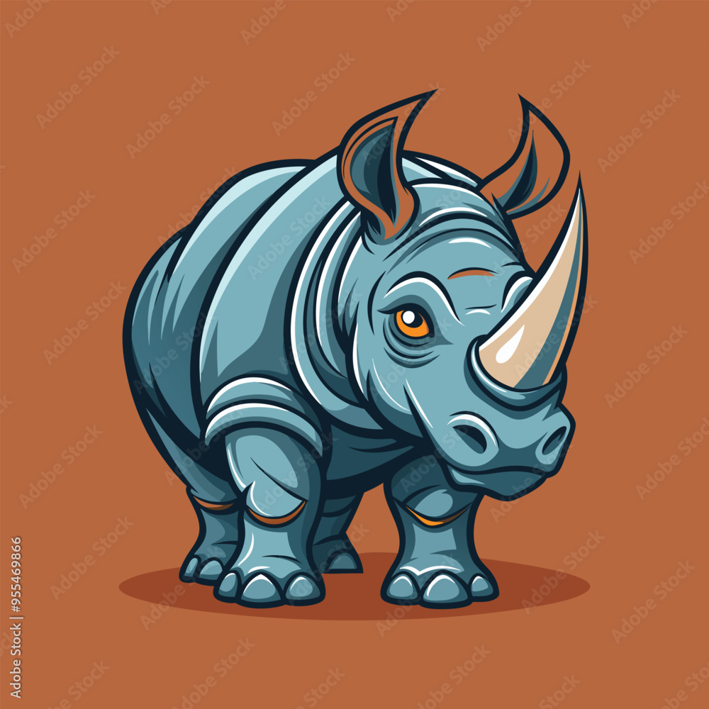 Fototapeta premium Rhino cartoon vector illustration style