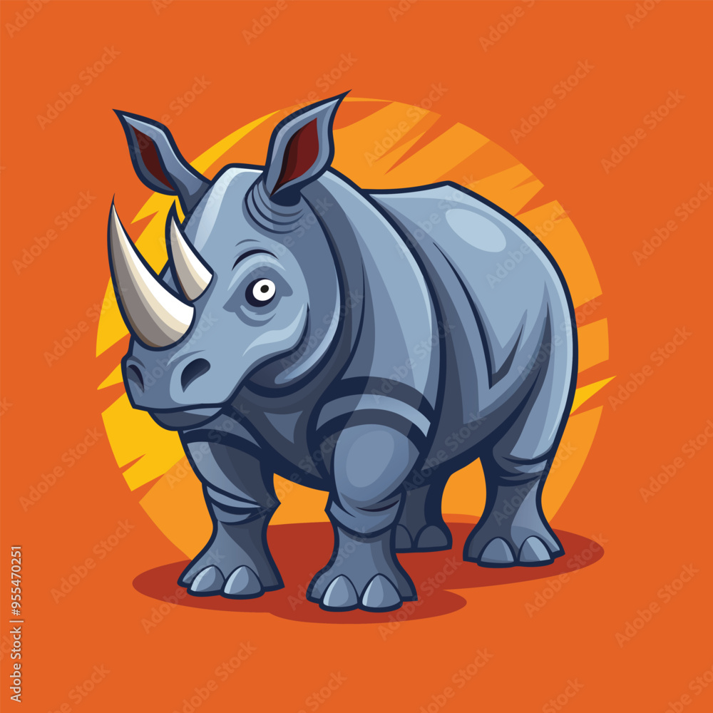 Fototapeta premium Rhino cartoon vector illustration style