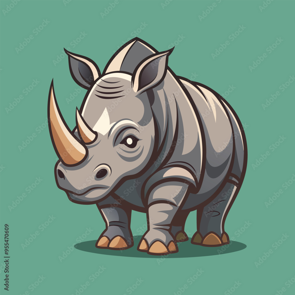 Fototapeta premium Rhino cartoon vector illustration style