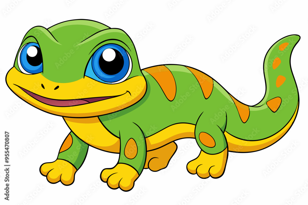 Fototapeta premium Vector Art Cute Lizard Illustration on White Background
