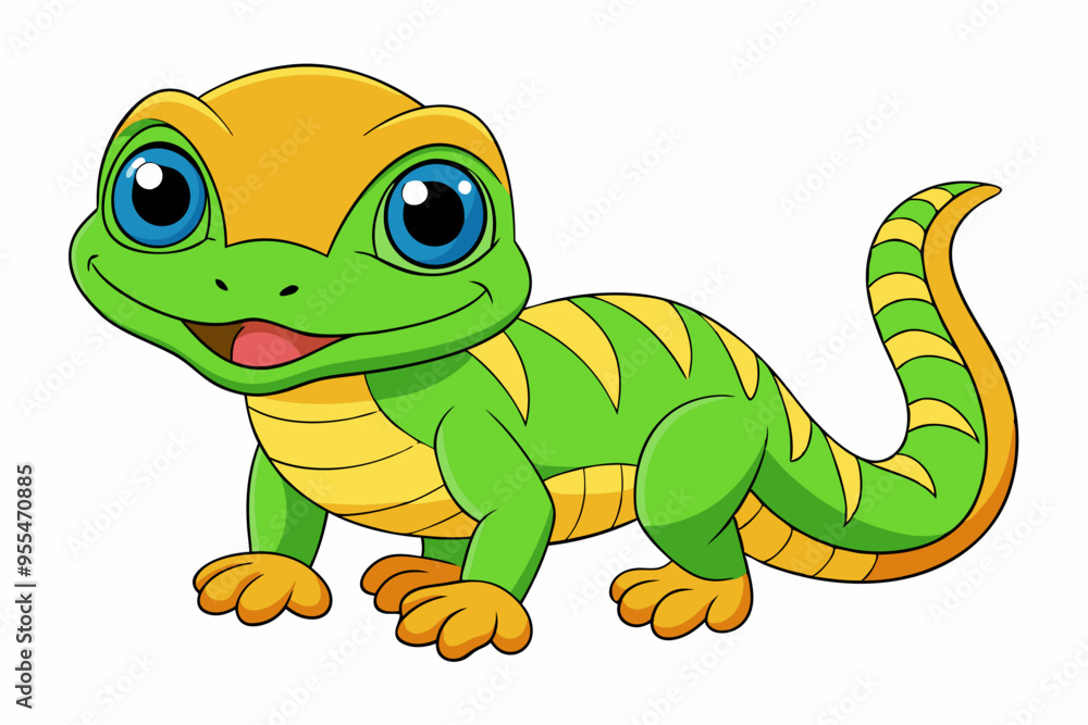 Naklejka premium Vector Art Cute Lizard Illustration on White Background