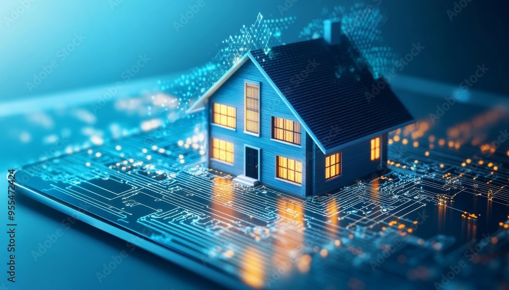 Smart home technology mobile display of connected devices and home automation icons Smart home technology mobile display of connected devices and home automation icons