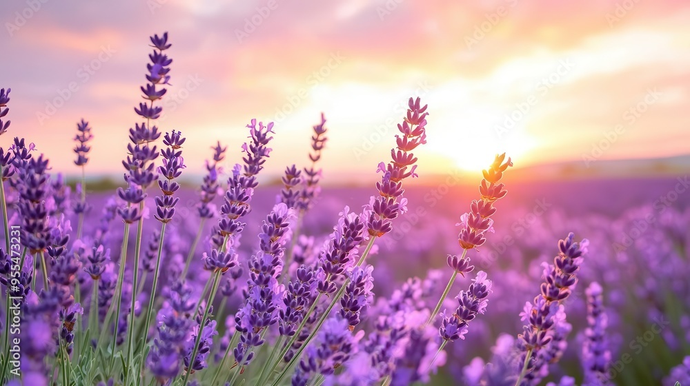 Lavender fields radiate under a fiery sunset sky in Provence, a breathtaking summer scene, nature at its finest. Lavender fields radiate under a fiery sunset sky in Provence, a breathtaking summer scene, nature at its finest.