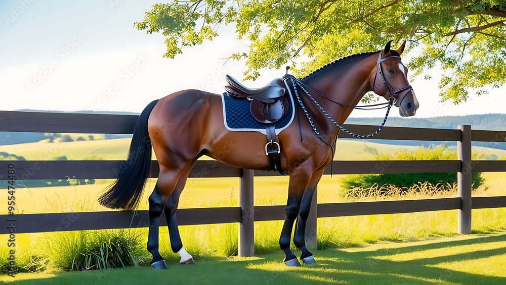 Obraz premium Experience the profound connection between rider and horse with this captivating image of an equestrian duo in action. beautifully illustrating the bond and harmony between human and animal. 