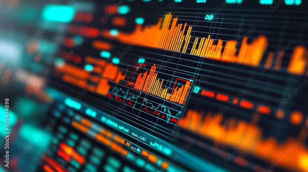Naklejka premium Digital Stock Market Chart, Data Visualization, Market Trends, Financial Charts, Stock Analysis