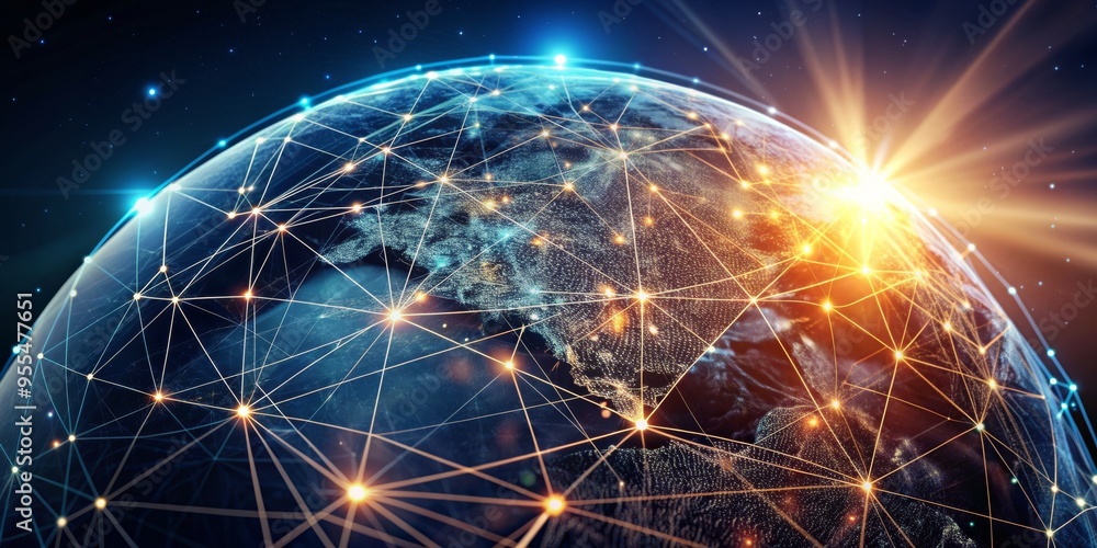 Global Network Connections, Earth, Digital, Technology, Internet, Connectivity Global Network Connections, Earth, Digital, Technology, Internet, Connectivity