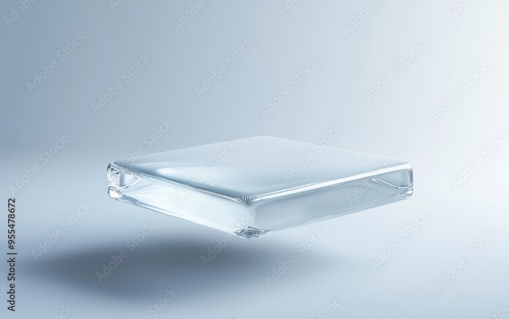 A floating podium made of stacked glass discs, isolated on white A floating podium made of stacked glass discs, isolated on white