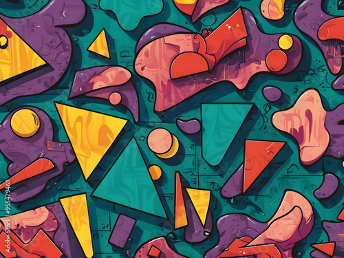 Wallpaper Mural Graffiti on wall using simple shapes and colors Torontodigital.ca
