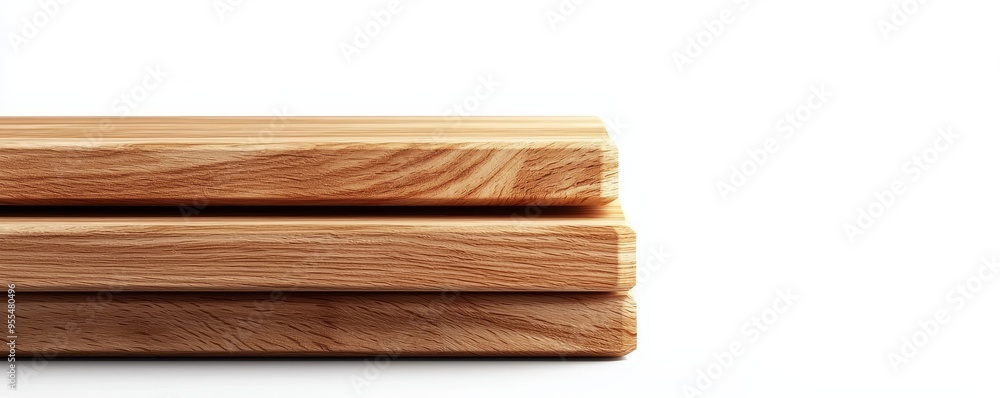 A stepped wooden podium with a smooth, natural finish, isolated on a white background A stepped wooden podium with a smooth, natural finish, isolated on a white background