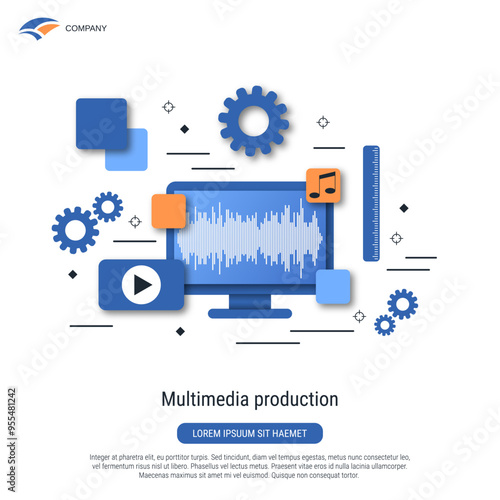 Multimedia production flat style vector concept illustration