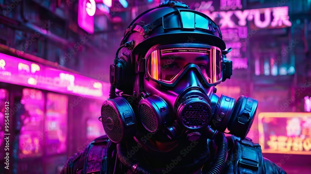 Man Wearing Gas Mask and Goggles Man Wearing Gas Mask and Goggles