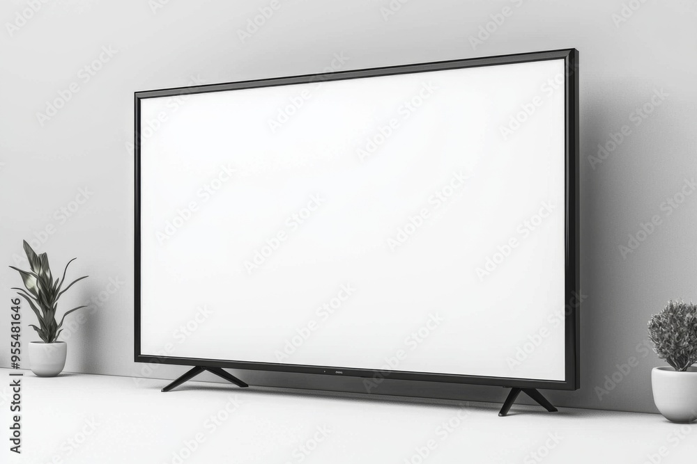 TV screen mockup on isolated background created with Generative AI TV screen mockup on isolated background created with Generative AI