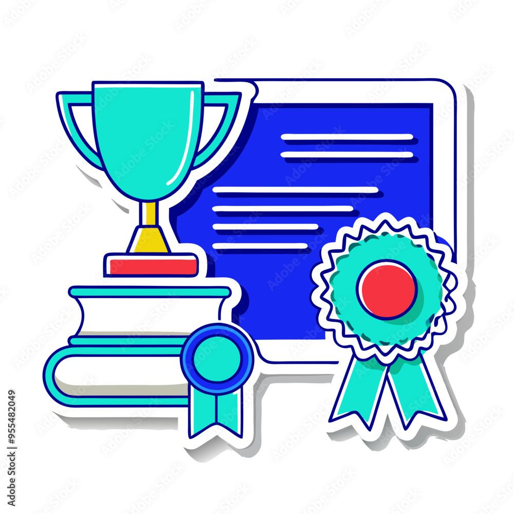 Vector Illustrations Diploma, Cup, Certificate, Medal Vector Illustrations Diploma, Cup, Certificate, Medal