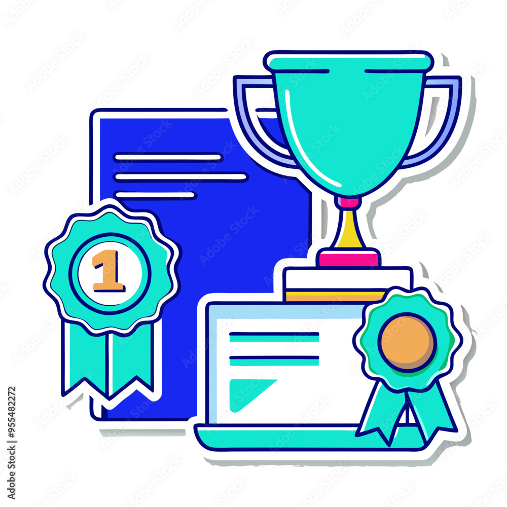 Vector Illustrations Diploma, Cup, Certificate, Medal Vector Illustrations Diploma, Cup, Certificate, Medal