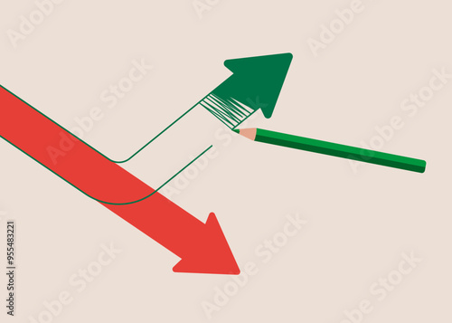 Recovering from the economic crisis. Modern flat vector illustration