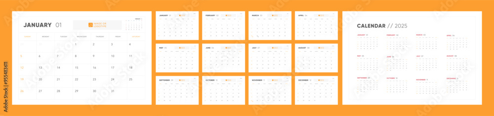 Calendar 2025, Calendar 2025 Sunday Start Plain and Clean Design Template. Calendar 2025, Calendar 2025 Sunday Start Plain and Clean Design Template.