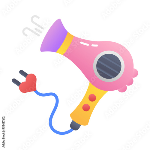Hair dryer icon designed in flat style 