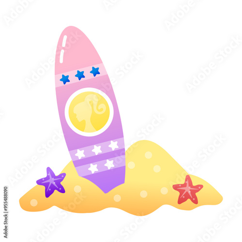 An icon of surfboard in flat style 